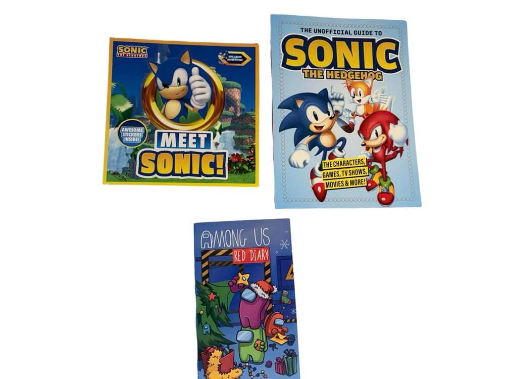 Sonic the Hedgehog and Among Us 3-Book Lot (Meet Sonic, Unofficial Guide to Soni